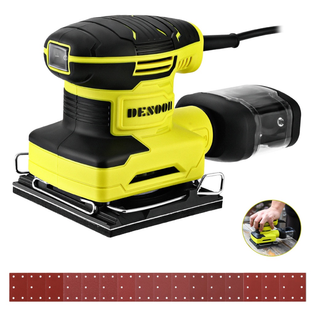 Lixadeira Orbital 300W Profissional Elétrica 13000 rpm Com Coletor de Pó Removível 16 Pcs Lixa