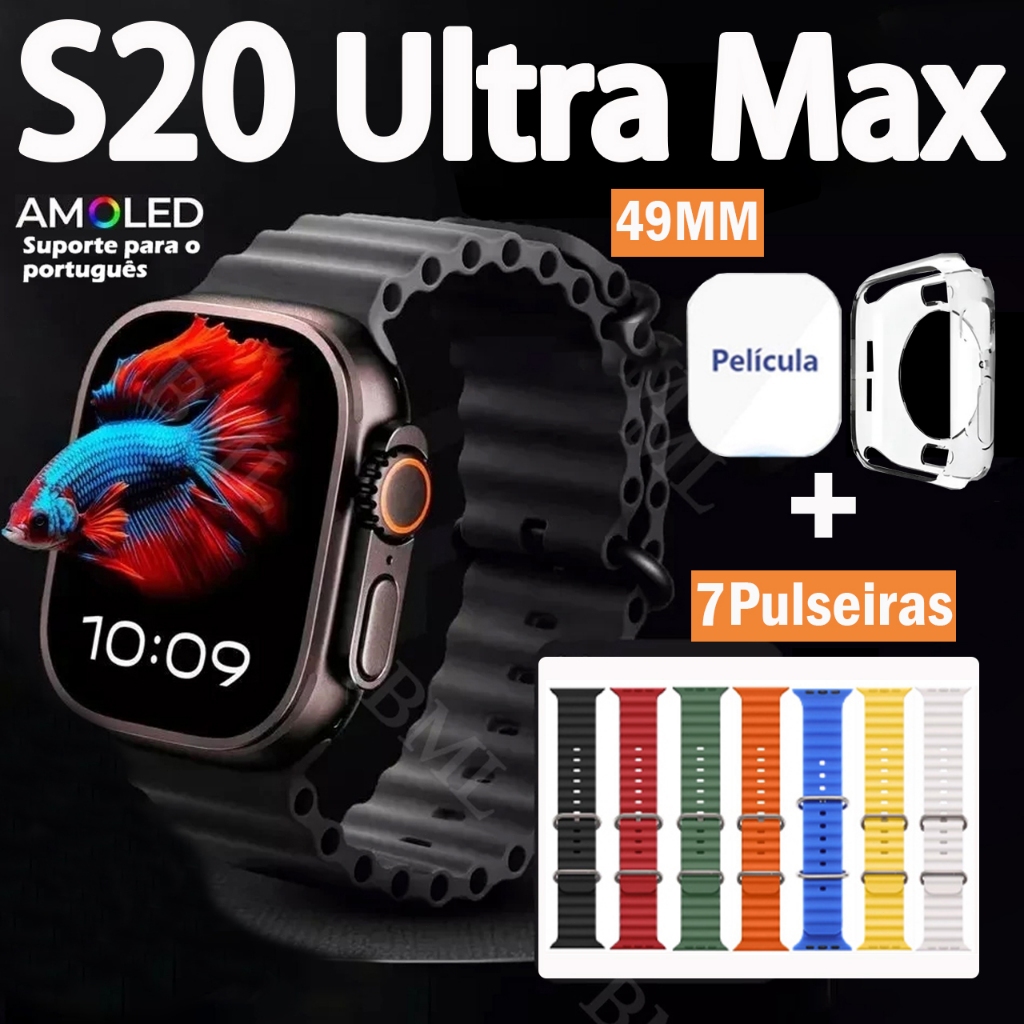 2025 Nova Relógio Smartwatch S20 Ultra3 Max Série 10 Relógio Inteligente Esportivo À Prova D'água NFC Bluetooth Watch