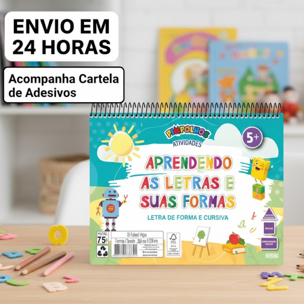 Caderno De Caligrafia e Alfabetização Infantil Varias Atividades Letras de Forma e Cursiva