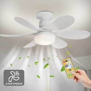 Ventilador de teto Com Luz para Pequenos Espaços (6 Hélices) Controle Remoto Bivolt LED 110V-220V
