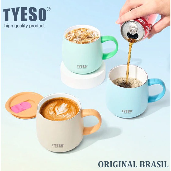 Caneca TYESO Copo Térmico 355ml Revestimento Interno de Cerâmica Tampa de abertura facilitada em Oferta na Shopee