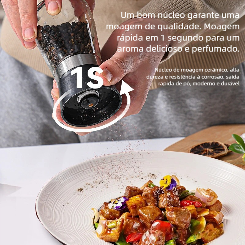 【Regulável】Moedor de Tempero Vidro Premium – Para Sal, Pimenta e Especiarias Diversas! — imagem 2 de 2