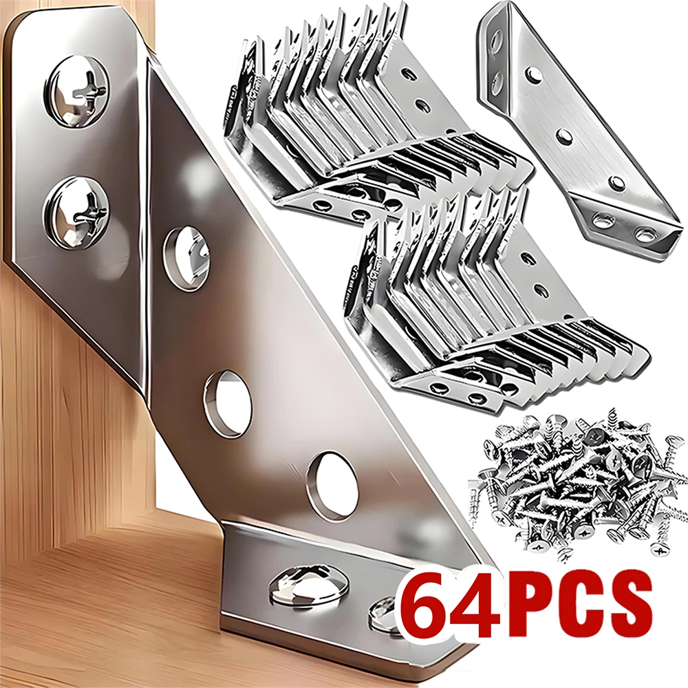 Kit 64 Conectores De Canto De Aço Inoxidável Junção Universais Para Móveis Com Parafusos em Oferta na Shopee