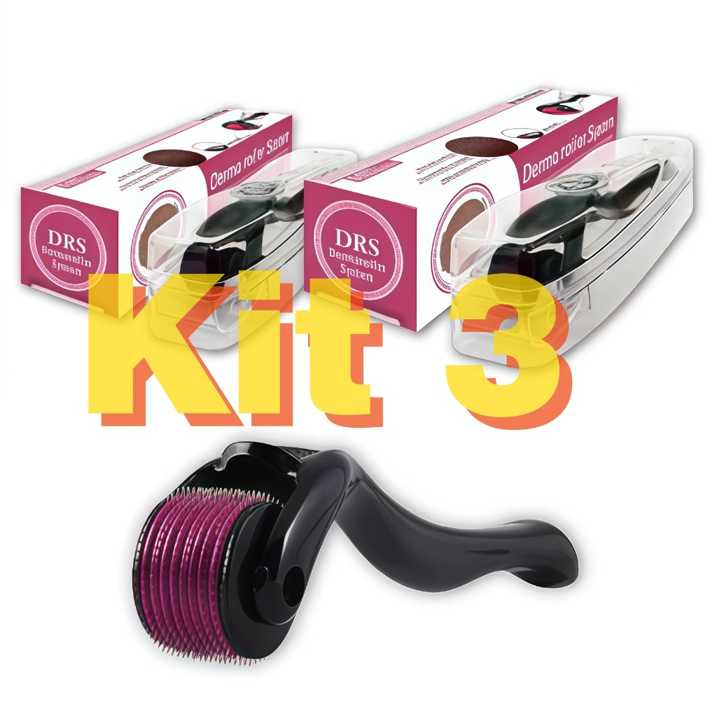 Kit 3 DermaRoller MicroAgulhamento Rolo Agulha System Anvisa Preencher Falha Cabelo e Barba Tirar Cicatrize