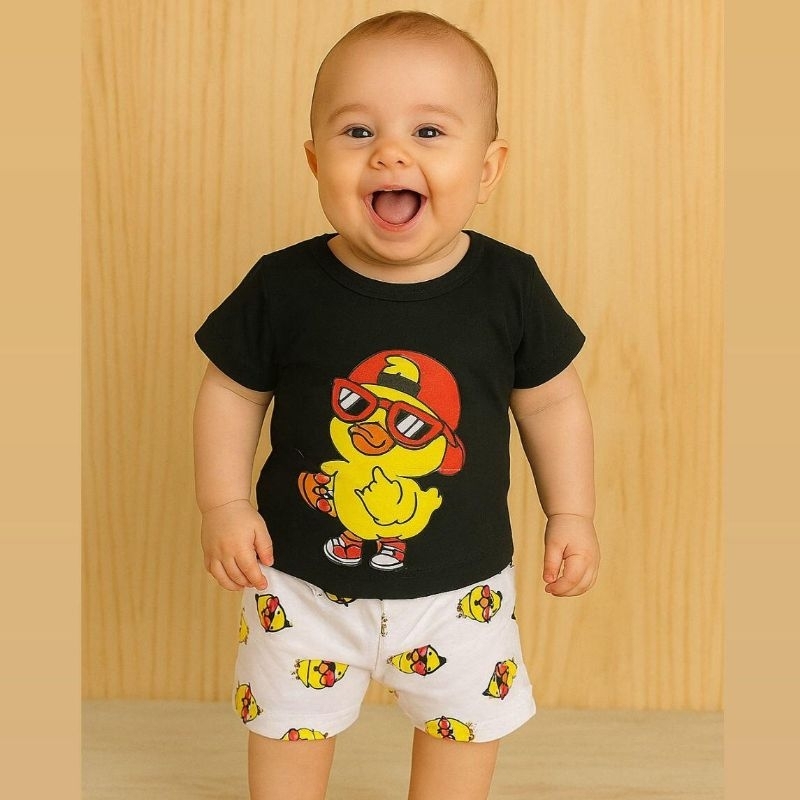Conjunto Baby Camiseta e Short Estampado Bebê Menino Temático