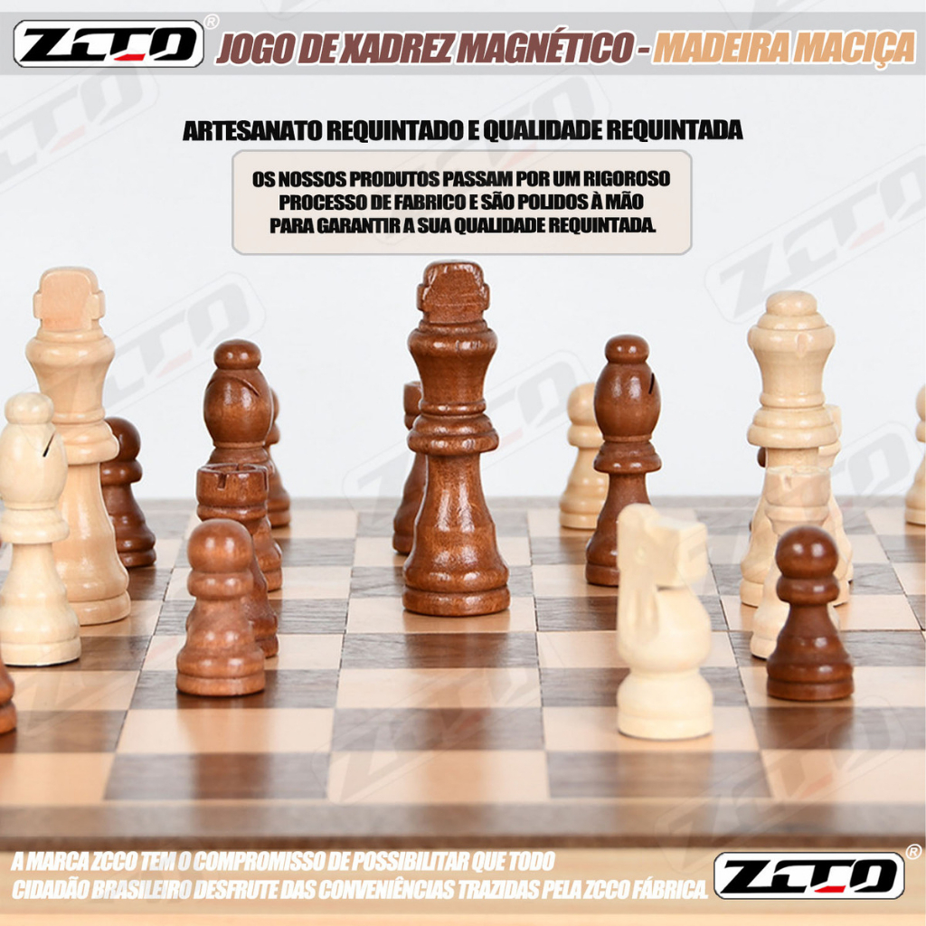 ZCCO Xadrez Magnético Profissional Tabuleiro 39*39cm Madeira Dobrável Jogo Educativo Desenvolvimento Lógico