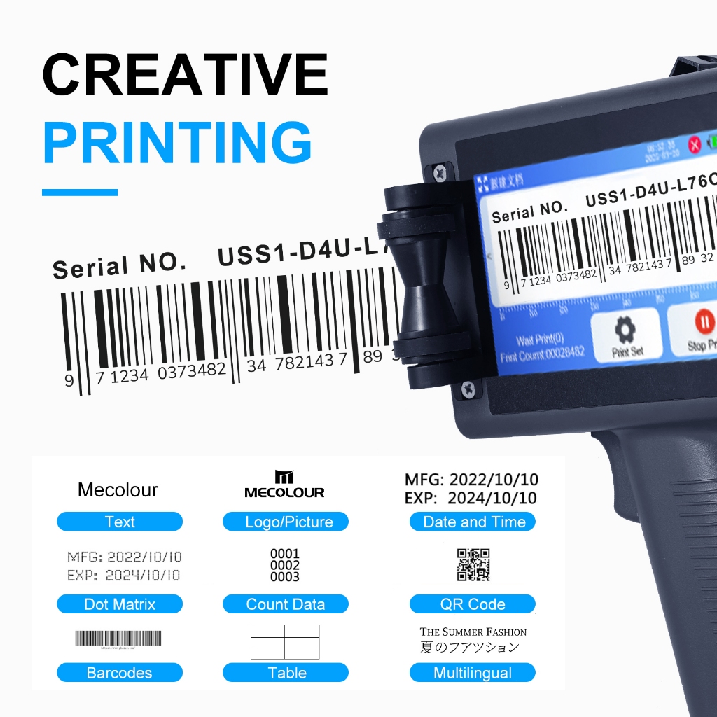 Detalhes do Datadora Impressora Inkjet Manual Portátil Inclui cartucho de tinta, unidade USB, caneta stylus e solução de limpeza