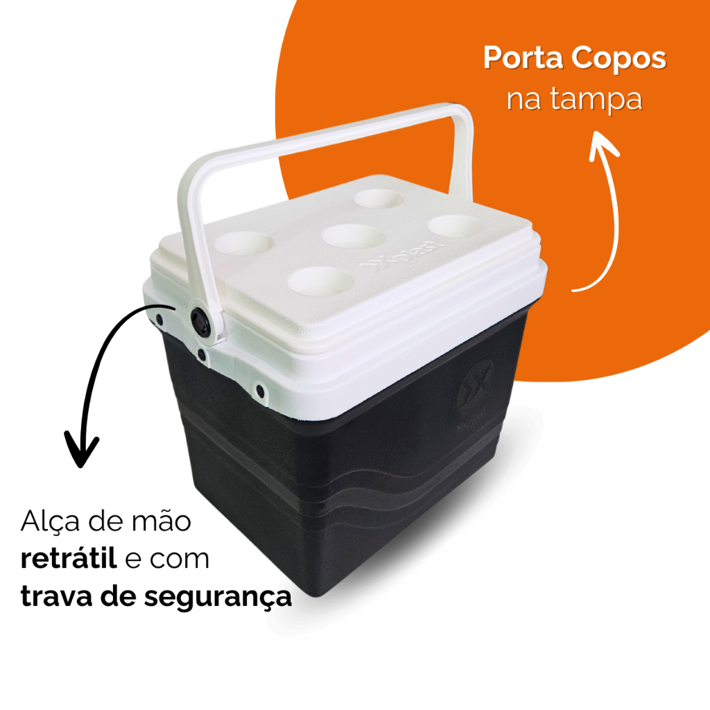 Caixa Térmica 22 Litros Cooler Conserva Gelada Viagem Praia Piscina Porta Copos Oferta Envio Rápido