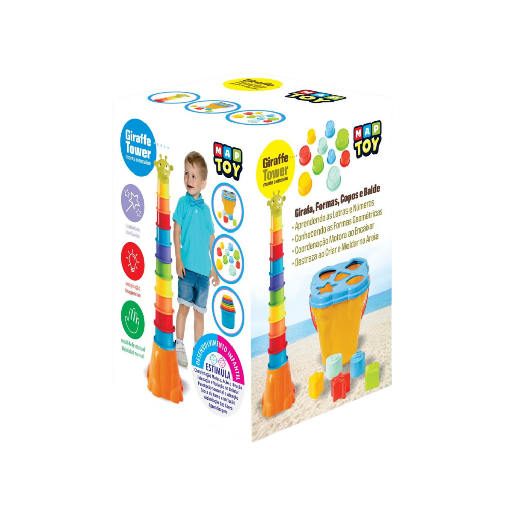 Brinquedo Educativo Torre Infantil Empilhar e Encaixe Desenvolvimento Coordenação Motora Primeira Infância Presente Bebê