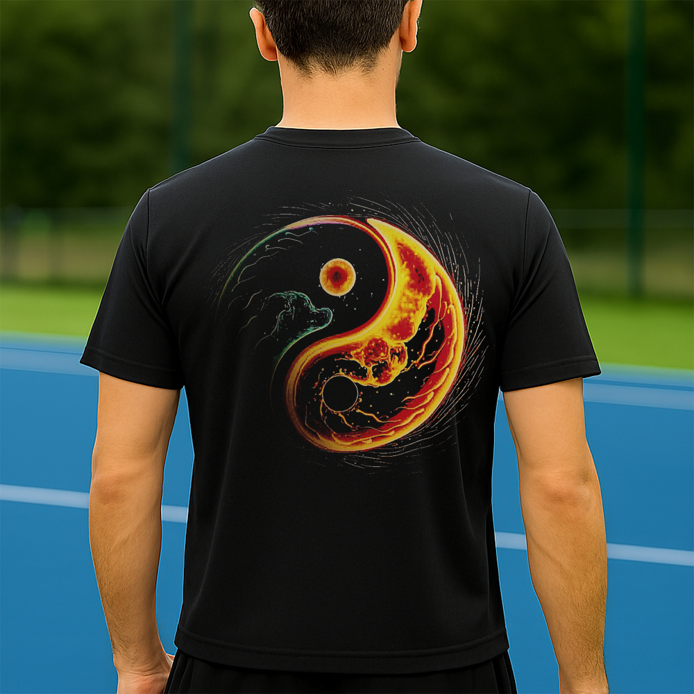 Camiseta Dry Fit Masculina Estampada Ying e Yang Elemental P ao GG Leve Respirável Academia Treino