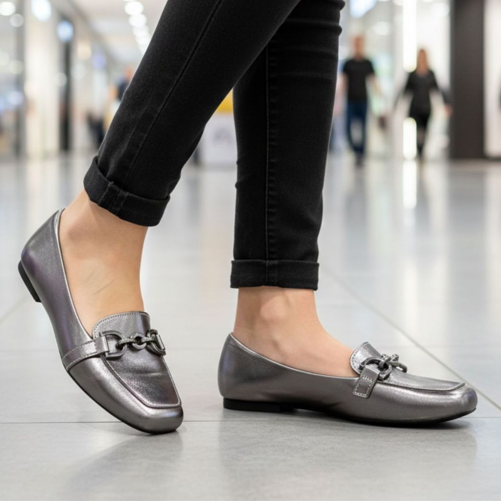 Sapatilha Mocassim Feminina Casual Confortável Enfeite Metalizado Elegante em Oferta na Shopee