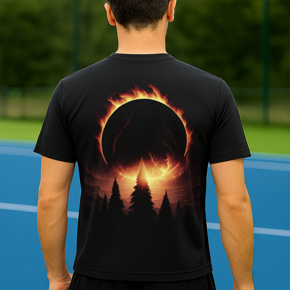 Camiseta Dry Fit Masculina Estampada Céu em Chamas P ao GG Leve Respirável Academia Treino