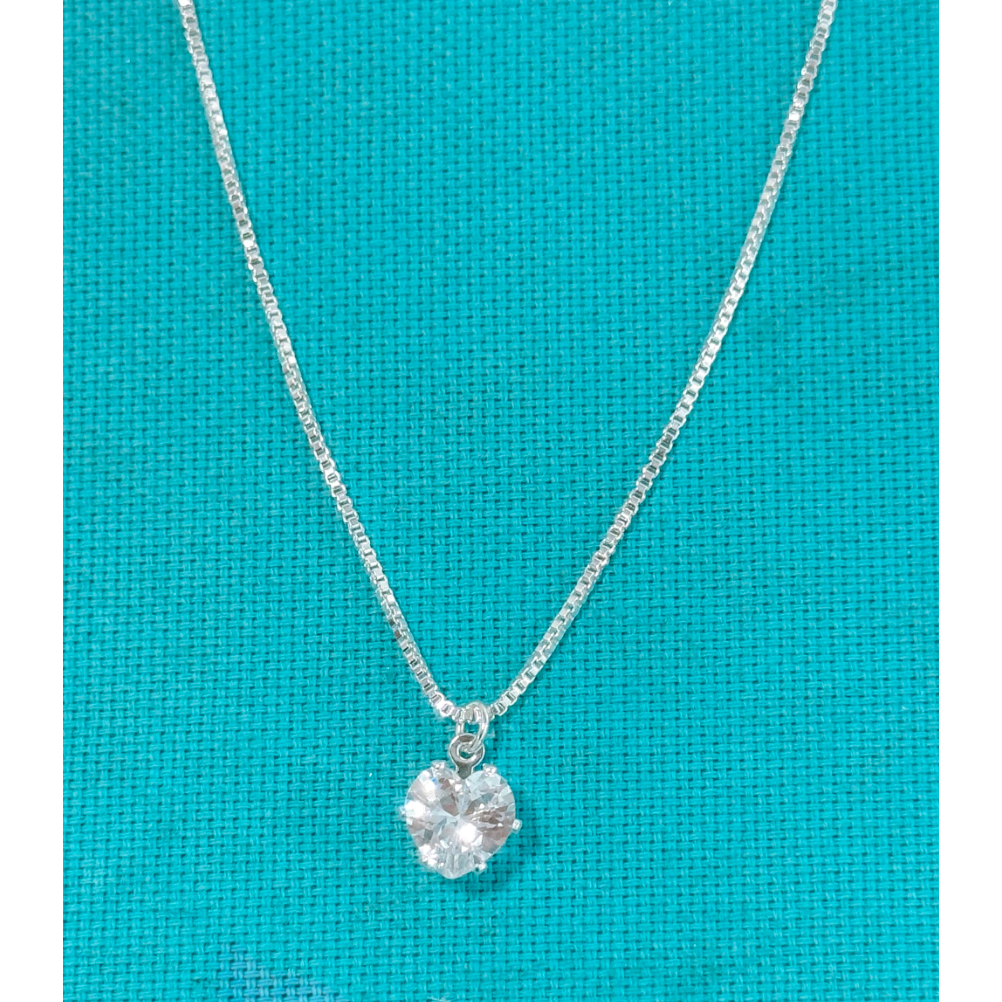 Colar ponto de luz zircônia coração à prata 925 em Oferta na Shopee