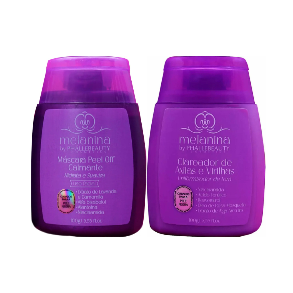 Kit Clareador de Axilas e Virilhas + Máscara Facial Calmante Melanina PhálleBeauty em Oferta na Shopee