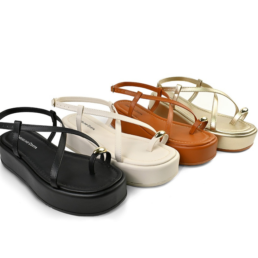 Sandália Feminina Flat Plataforma Detalhe em ABS Dourado Moda Tendência Conforto Verão Hope Shoes em Oferta na Shopee