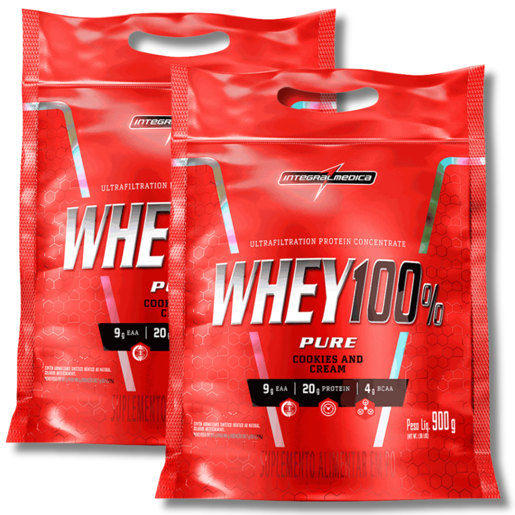 KIT 2 WHEY PROTEIN 100% CONCENTRADO REFIL 900g - INTEGRALMEDICA