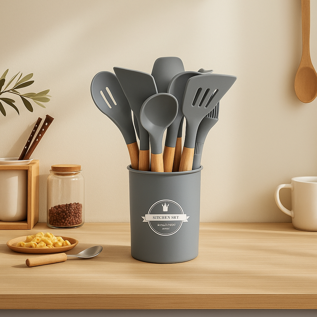 Jogo Completo de Utensílios de Cozinha de Silicone  Itens Essenciais para sua Casa KITC/12 anjgg.STORE