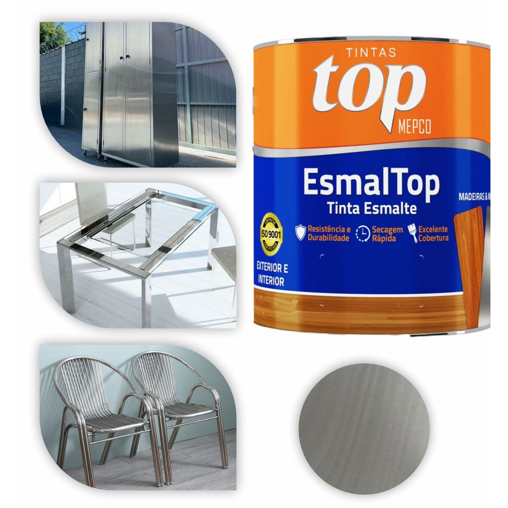 Tinta Esmalte Sintético Alumínio Brilhante Mepco 900ml – Alta Cobertura, Brilho Metálico e Durável em Oferta na Shopee