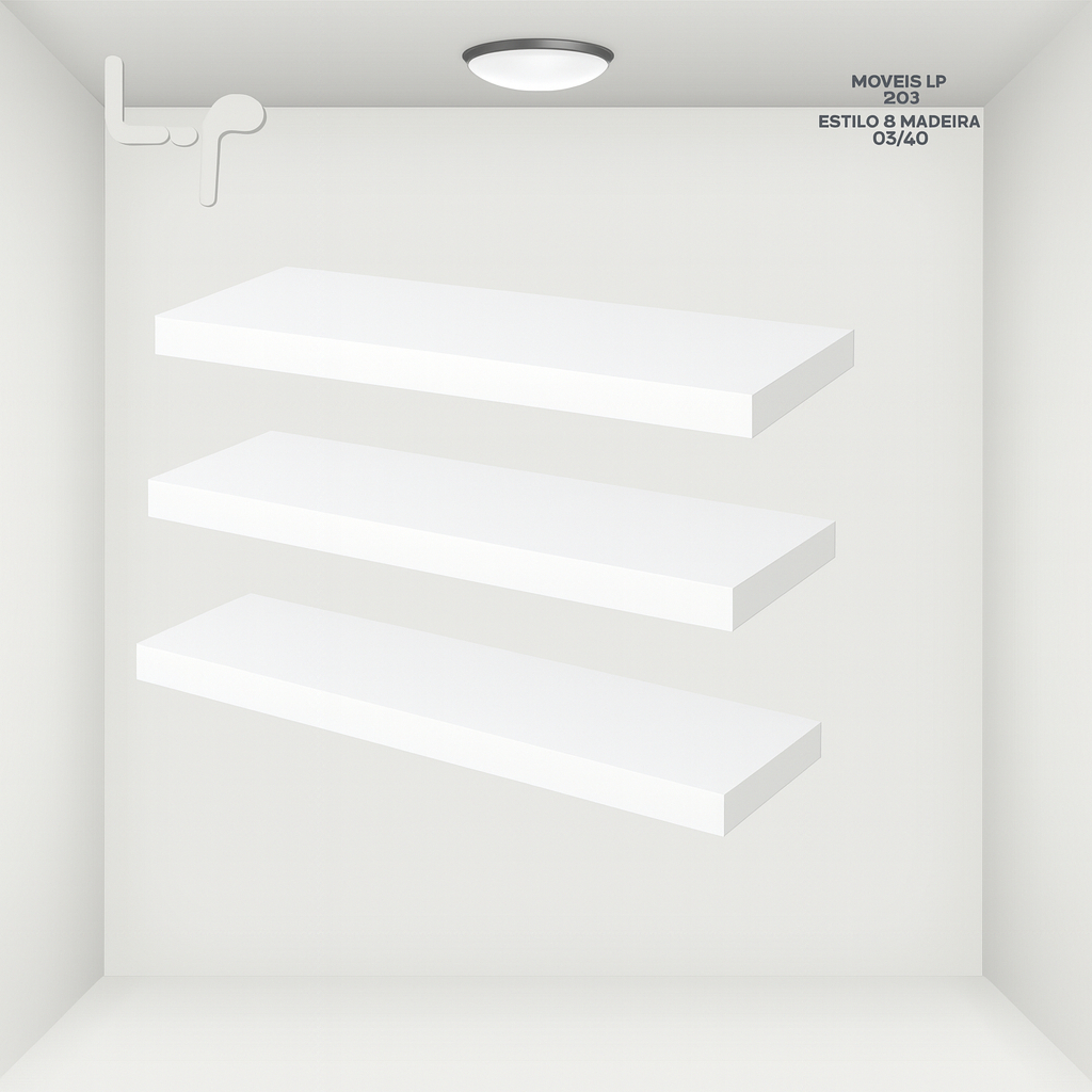 Kit 3 Prateleiras Flutuantes 120x25cm 100% MDF – Suporta até 25Kg LUXO