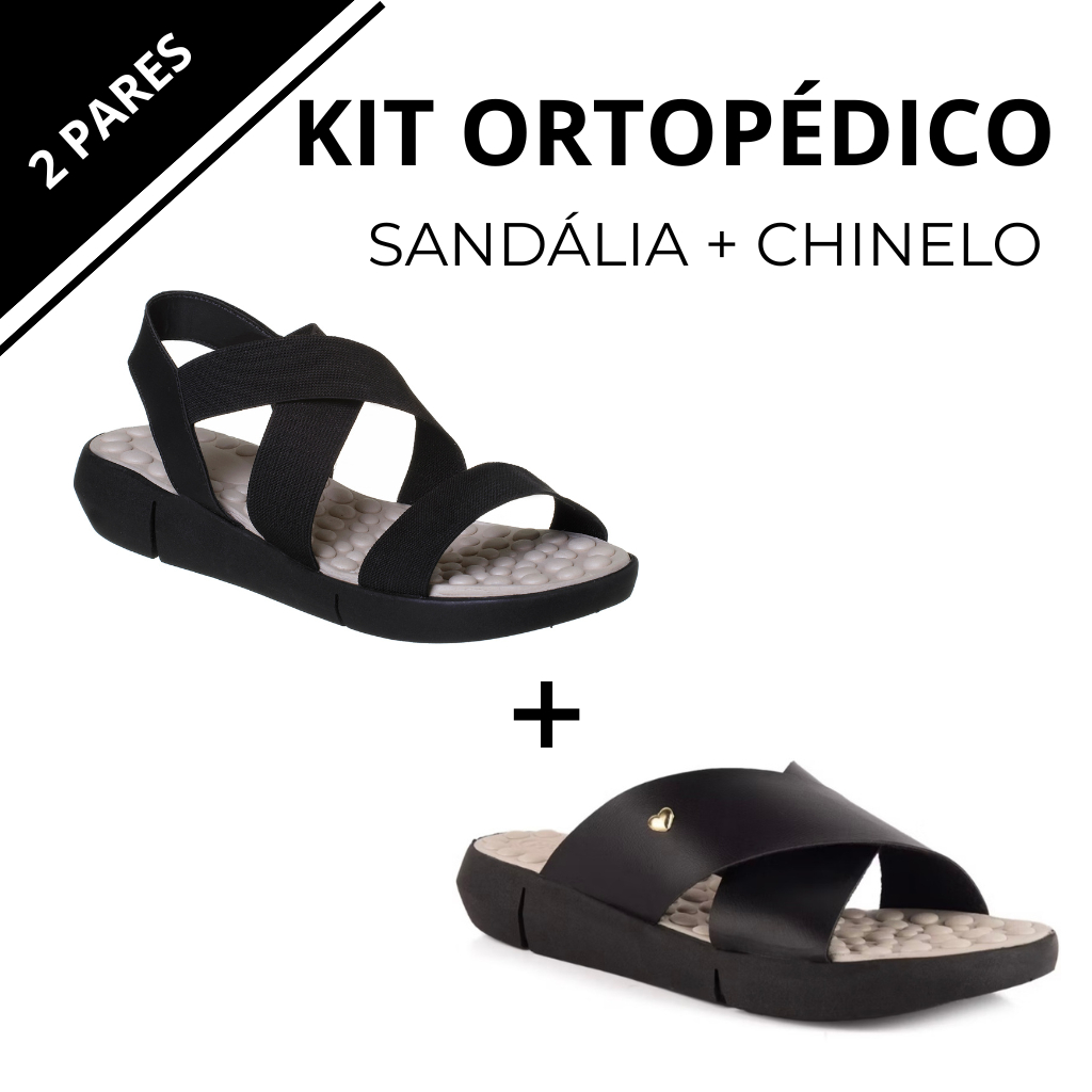 Kit 2 Pares Sandália + Chinelo Feminino Ortopédico Ploomer Original Casual Leve Macio Confortável em Oferta na Shopee