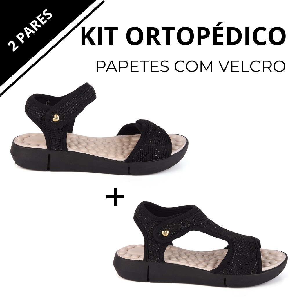 Kit 2 Pares Papete + Sandália Feminina Ortopédica Palmilha Massageadora Casual Leve Macio Confortável Sola de Eva em Oferta na Shopee