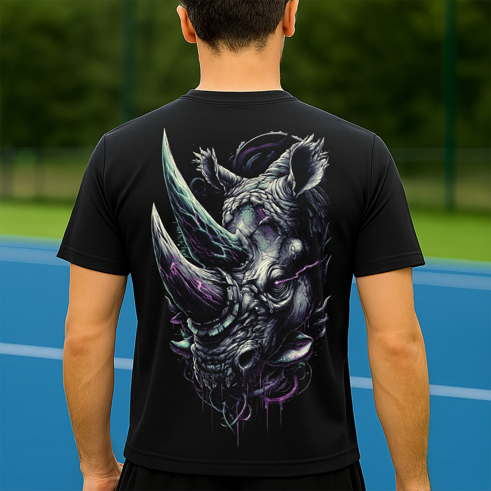 Camiseta Dry Fit Masculina Estampada Rinoceronte Lateral P ao GG Leve Respirável Academia Treino