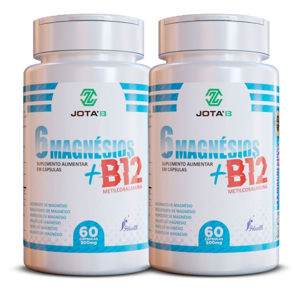 6 Magnésios + Vitamina B12 Metilcobalamina 60 Cápsulas 100% Original