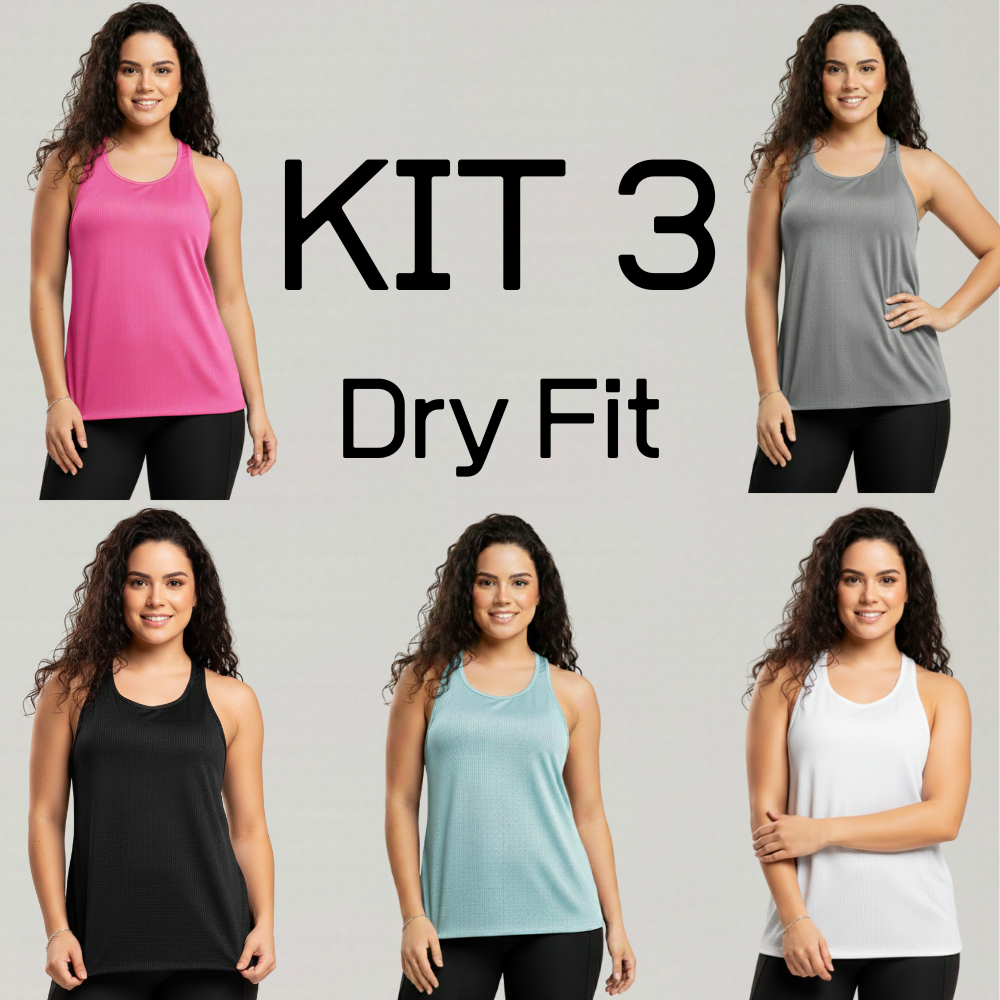 Kit 3 Regatas Camiseta Feminina Dry Fit Nadador Academia Camiseta Fitness Esportivo Conforto em Oferta na Shopee