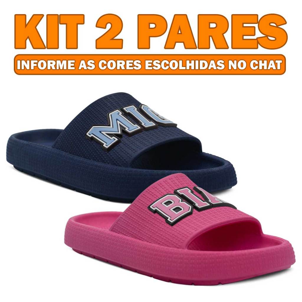 Kit 2 Prs Chinelo Estilo Nuvem Infantil Personalizado 25ao40 Menino Menina Leve K.56 em Oferta na Shopee