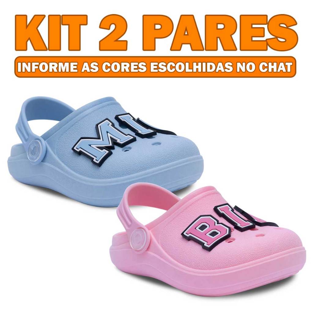 Kit 2 Prs Sandalia Babuche Infantil Personalizado 19ao36 Menino Menina Leve K.54