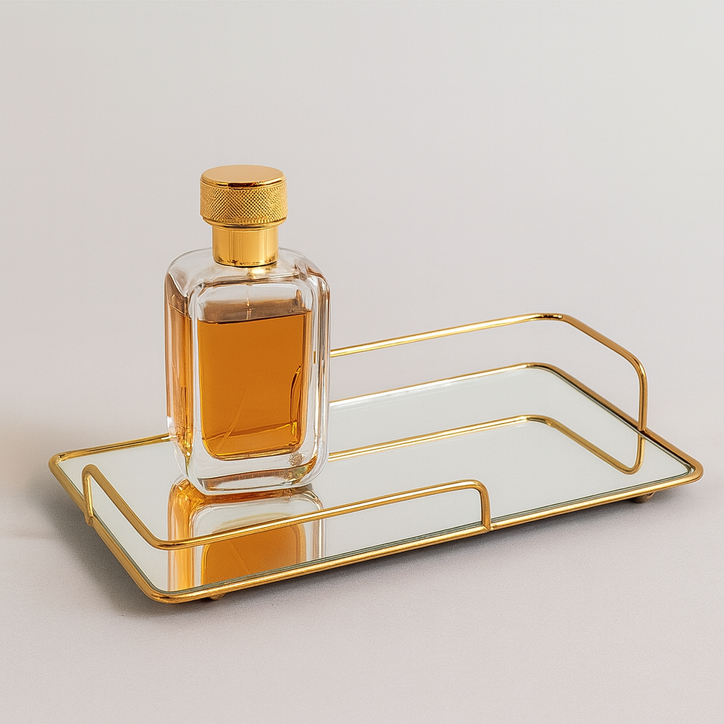 Bandeja Decorativa Com Epelho Style 12x22cm para Decoração de Ambientes Lavabo