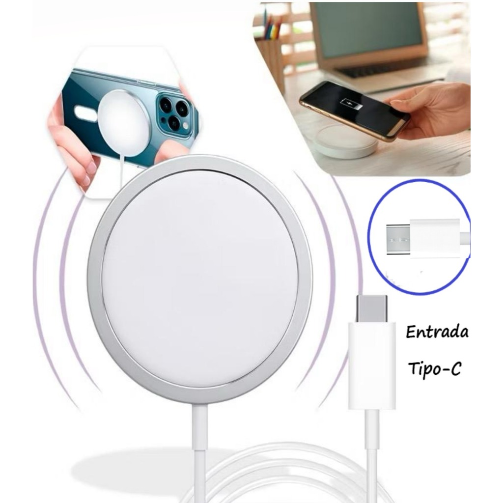 Carregador Magnético Sem Fio Para iPhone Magsafe 15W Carregamento Rápido