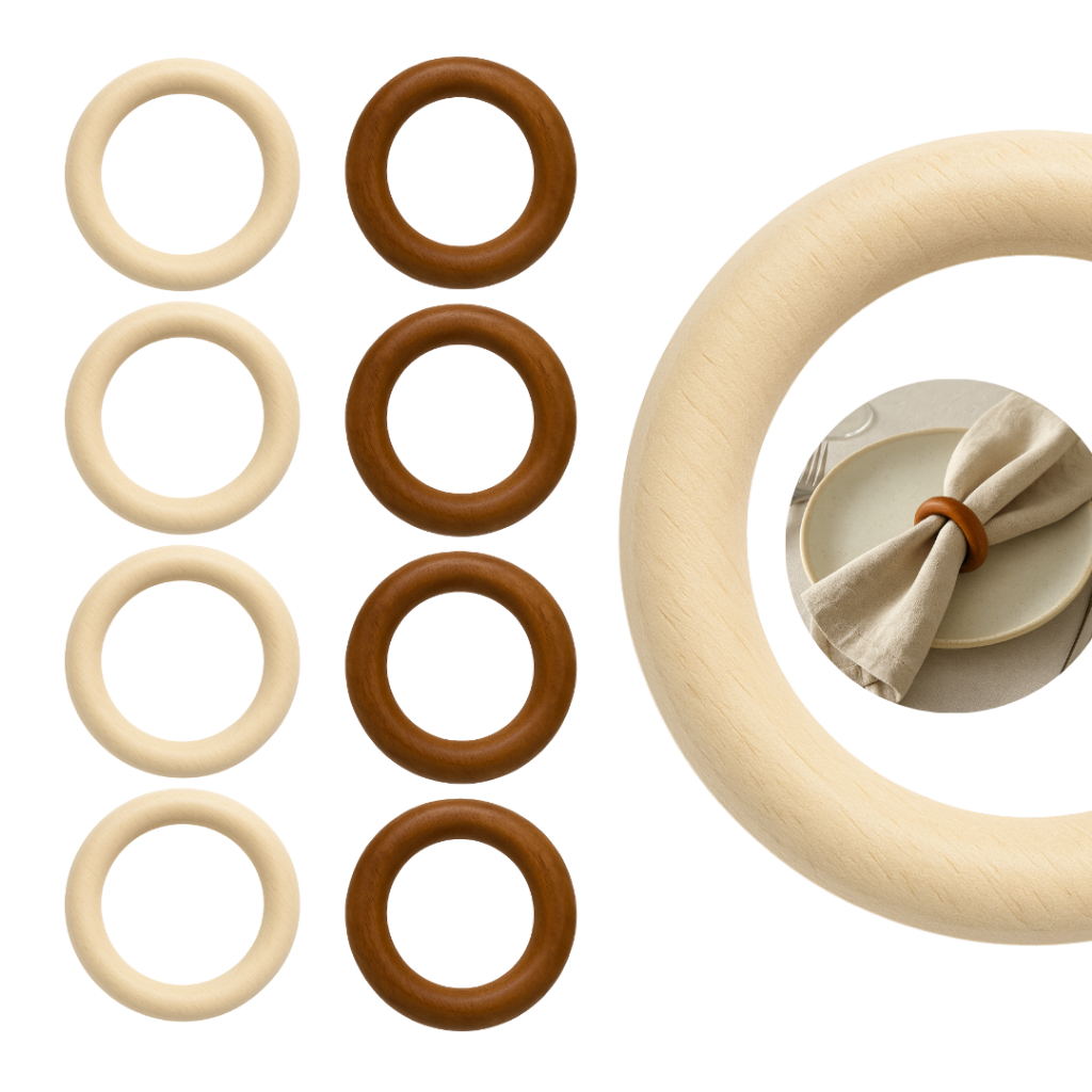 Argola De Madeira Porta Guardanapo Luxo Mesa Posta Artesanato 4 unidades em Oferta na Shopee