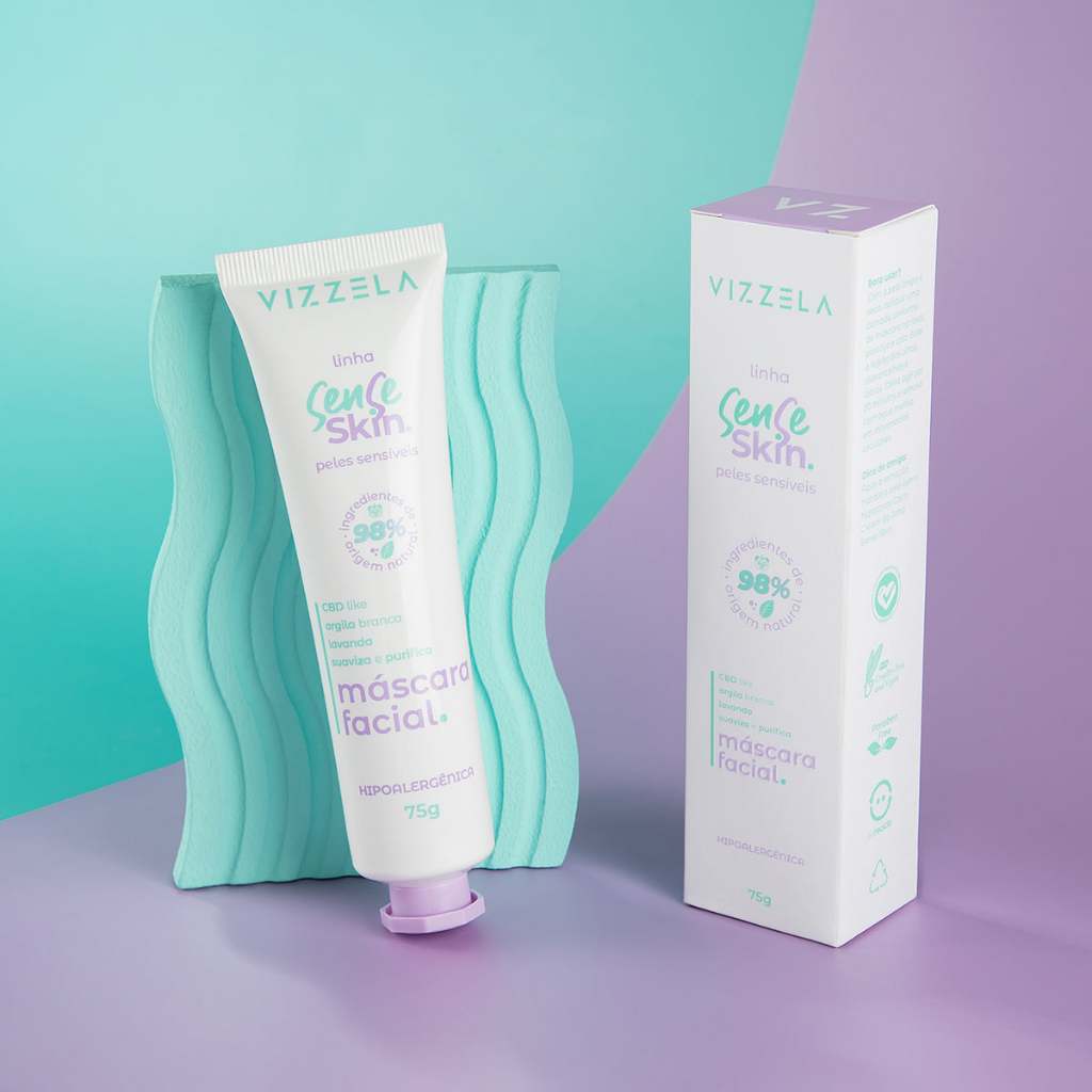 Sense Skin Máscara Limpeza Hidratante Calm Cream Suave Vegano Original Vizzela