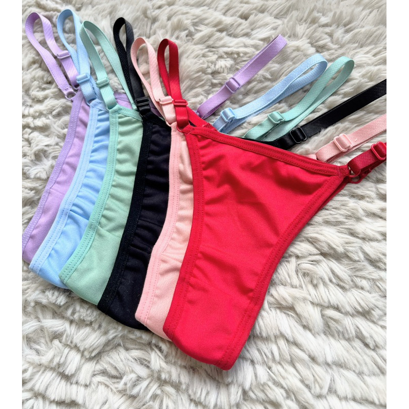 Promoção kit com 5 Calcinhas fio dental alça de regulgem sortidas academia e dia a dia.