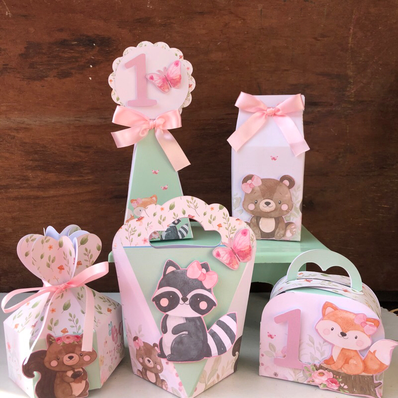 Kit Caixinhas Bosque Encantado Coladas Personalizadas - Lembrancinha - Aniversário - Festa Infantil
