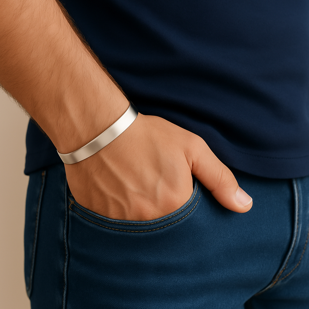 Pulseira Prata de Aço Inoxidável - Pulseira de Inox preço de Atacado — imagem 2 de 2