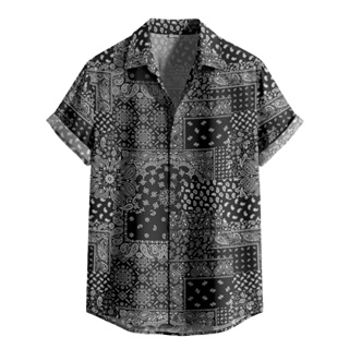 Camisa De Botão Preta Estilo Bandana Indiana Tribal [Ref-254] em Oferta na Shopee