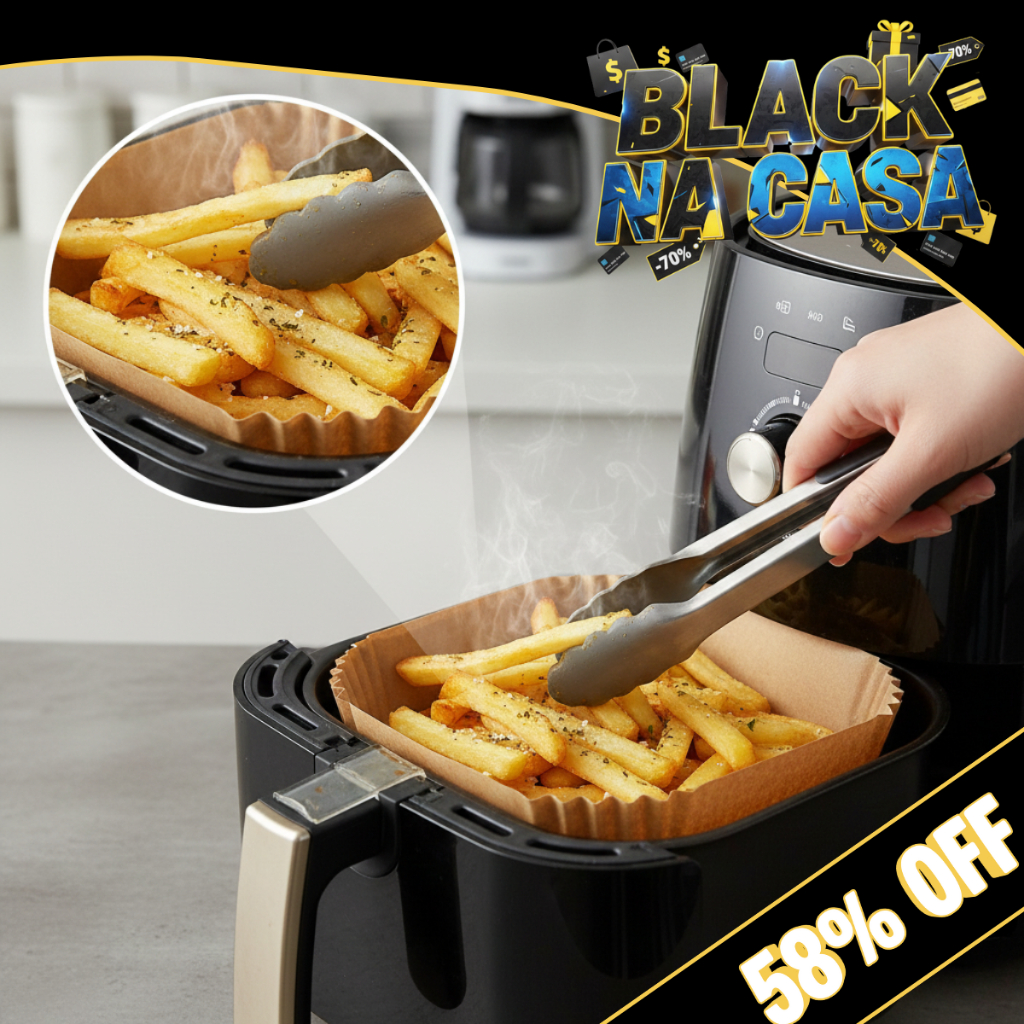 Kit 50 - 100 Forma Quadrada Para AirFryer Forro Protetor Fritadeira Elétrica Descartável 16cm e 20Cm