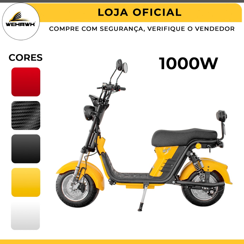 Scooter Moto Elétrica 1000W com Bateria Removível 20Ah - WeHawk WX-11 em Oferta na Shopee