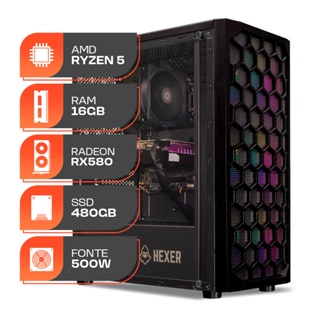 PC Gamer Forge, AMD Ryzen 5 5500, Radeon RX 580 8GB, 16GB DDR4, SSD 480GB, Fonte 500W 80 Plus em Oferta na Shopee