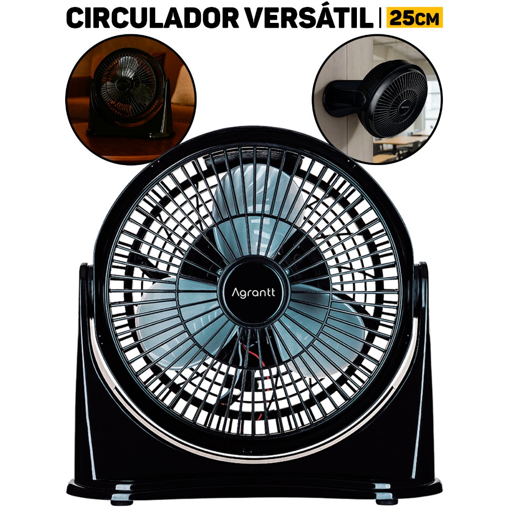 Ventilador Circulador De Ar Agrantt 25cm Silencioso Quarto Mesa Escritório Sala Trabalho em Oferta na Shopee