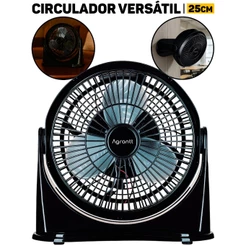 Ventilador Circulador De Ar Agrantt 25cm Silencioso Quarto Mesa Escritório Sala Trabalho