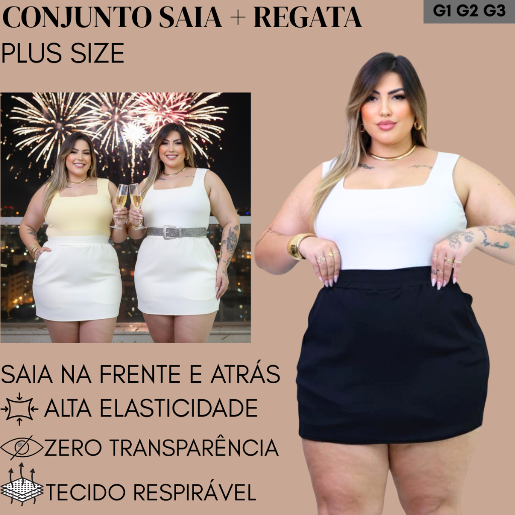Conjunto Regata e Short Ribana Plus Size Premium Tendência Verão G1 G2 G3 Feminino Tendência Curve Comfy em Oferta na Shopee