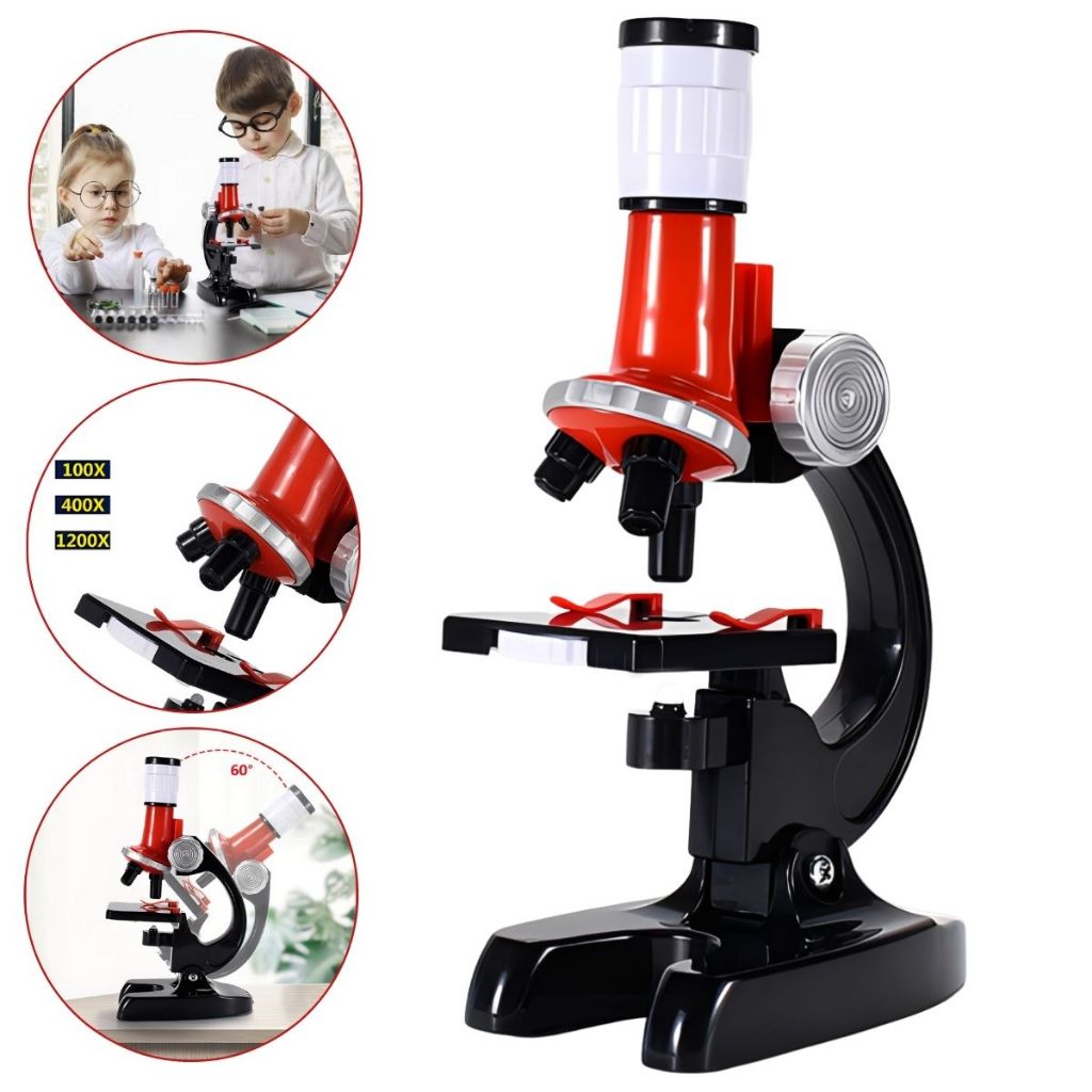 Microscópio Infantil 3 em 1 (100×, 400×, 1200×) – Kit Completo com Acessórios, I
