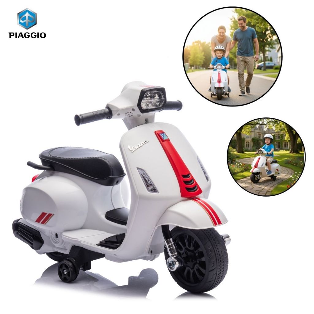 Motinha Elétrica 6V Infantil – Branca, com Luz, Sons, Baú e Pedal, Ideal para Brincadeiras em Casa ou Quintal