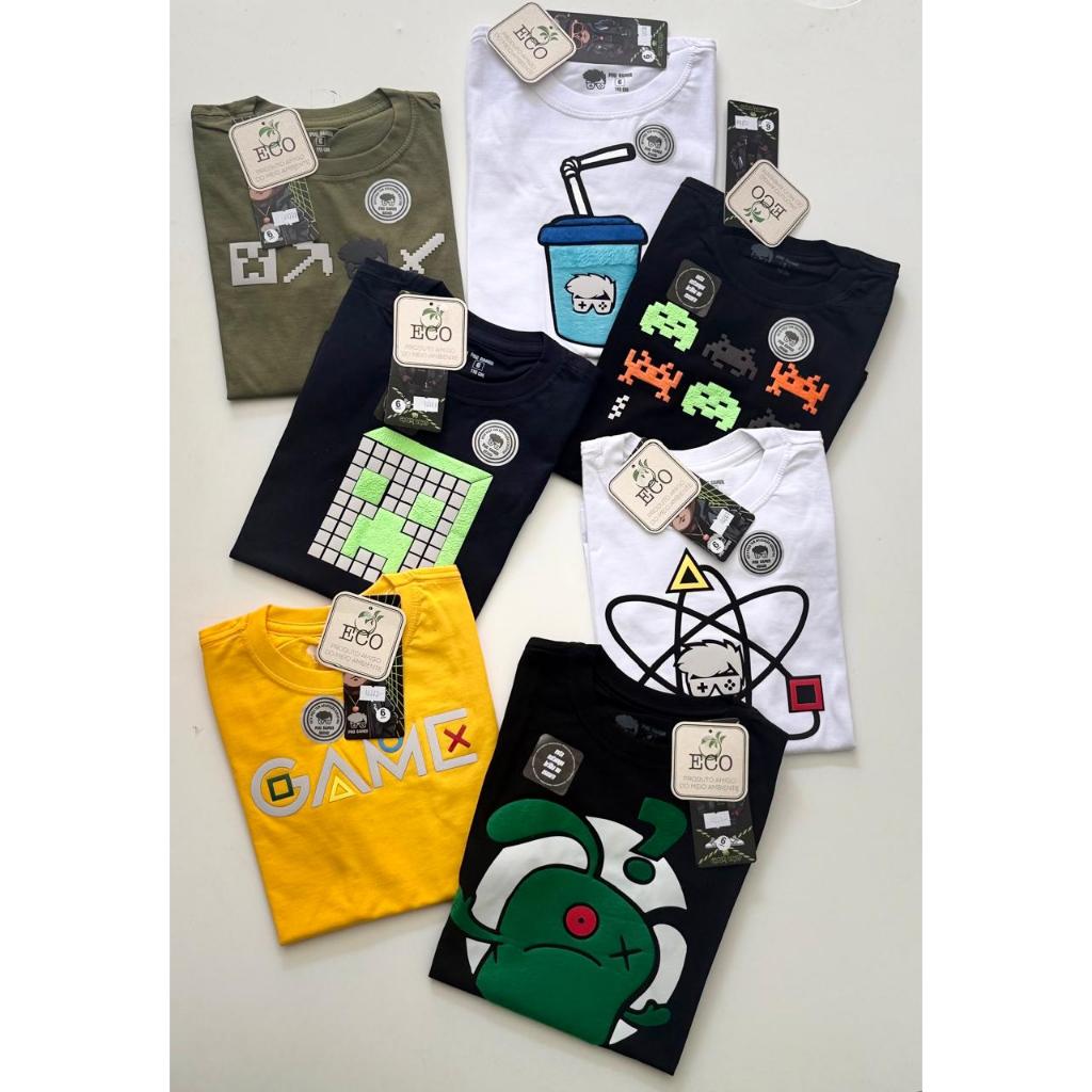Kit  3 Camisetas Gamer Infantil 100% Algodão