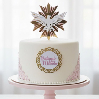 Topo/Topper de Bolo Religioso Batizado/Batismo Divino Espirito Santo - 3D - ENVIO IMEDIATO em Oferta na Shopee