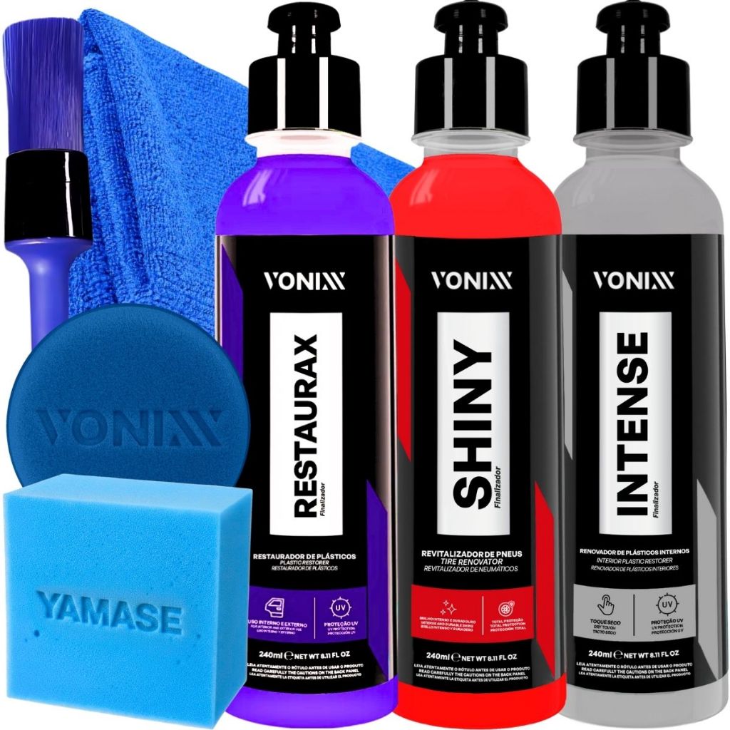 Kit Revitalizador de Plásticos Restaurax Intense Shiny Pretinho Brilhante Vonixx em Oferta na Shopee