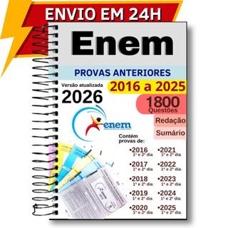 Apostila Enem 2026 Provas Anteriores 10 Anos De Questões 2016 A 2025 Com Gabaritos em Oferta na Shopee